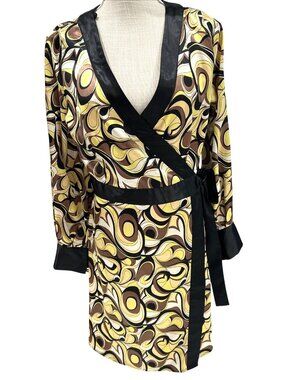BCBG Maxazria Medium Wrap Dress Psychedelic Print Size M